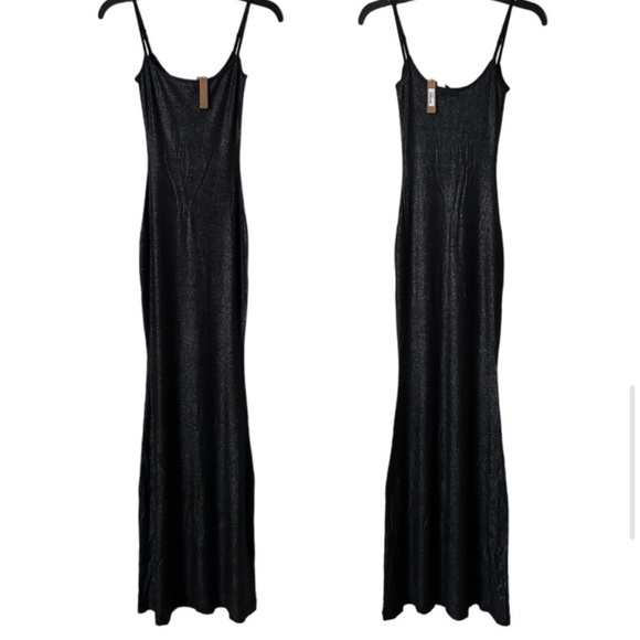 Skims Soft Lounge Slip Maxi Dress in Onyx Foil Glitter NWT - Picture 4 of 4